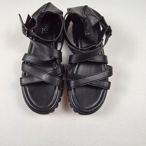 Source Unknown Black Strappy Ankle-Buckle Sandals